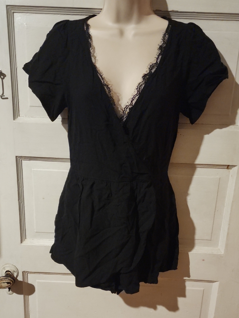 Express Black Short Sleeve Shorts Romper 2